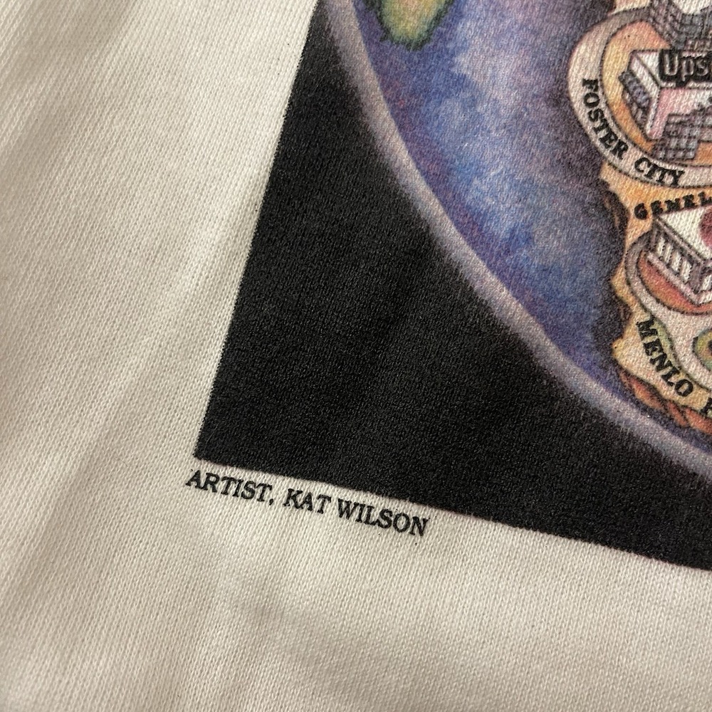 Vintage 1991 Biotech Bay California Jerzees Size XL Sweater‎ Made In USA White - Picture 3 of 12